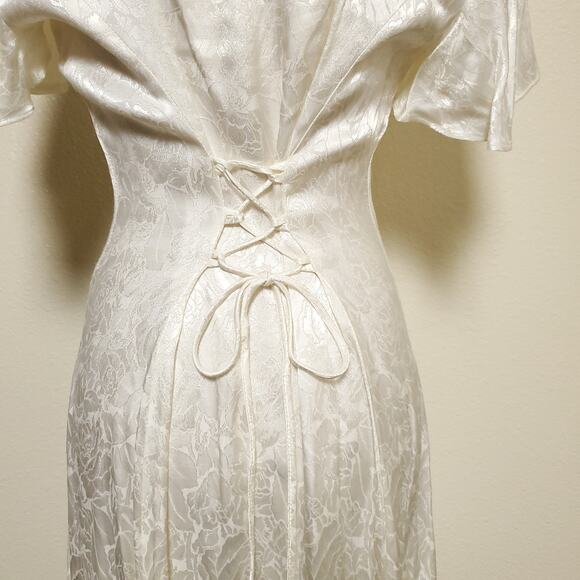Vintage JODY Ivory Bridal Cottage field Corset Embossed Dress - Picture 12 of 15
